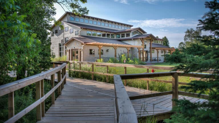 The Ridges Sanctuary Center for Environmental Stewardship - View of Nature Center from Boardwalk