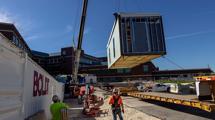 Advocate Aurora Grafton - Modular Unit Being Lifted into Place During Construction by Crane