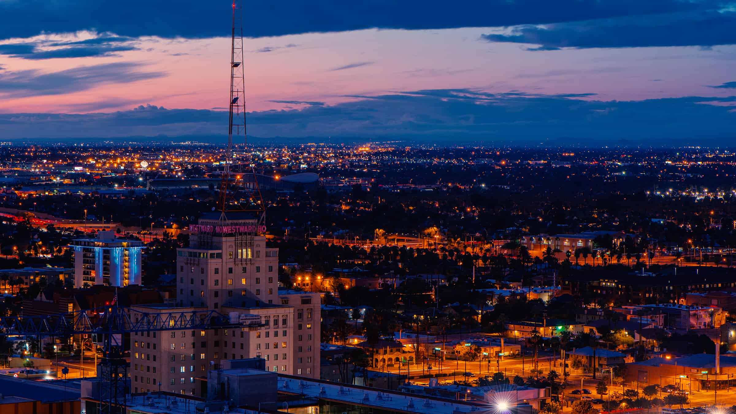 Aerial View of Phoenix at Dusk