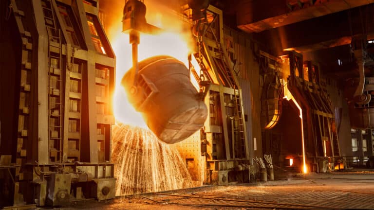 Interior photo inside steel production facility