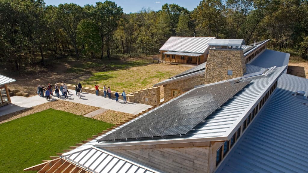 solar panels on roof of building