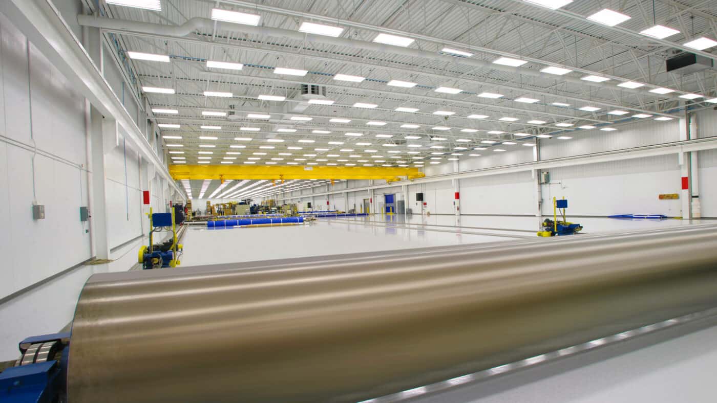 Albany International Engineered Fabrics Facility Angled Interior View from Floor