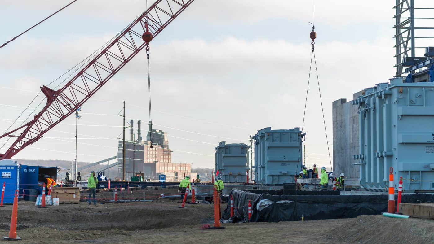 Alliant Energy Marshalltown Generating Station Construction Site with Cranes