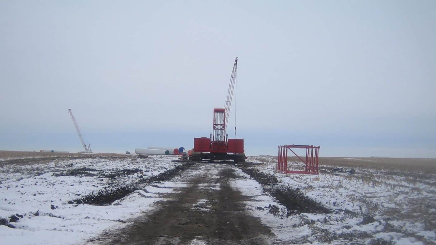 Alliant Energy - Whispering Willow Wind Farm - Turbine Installation Equipment in Field