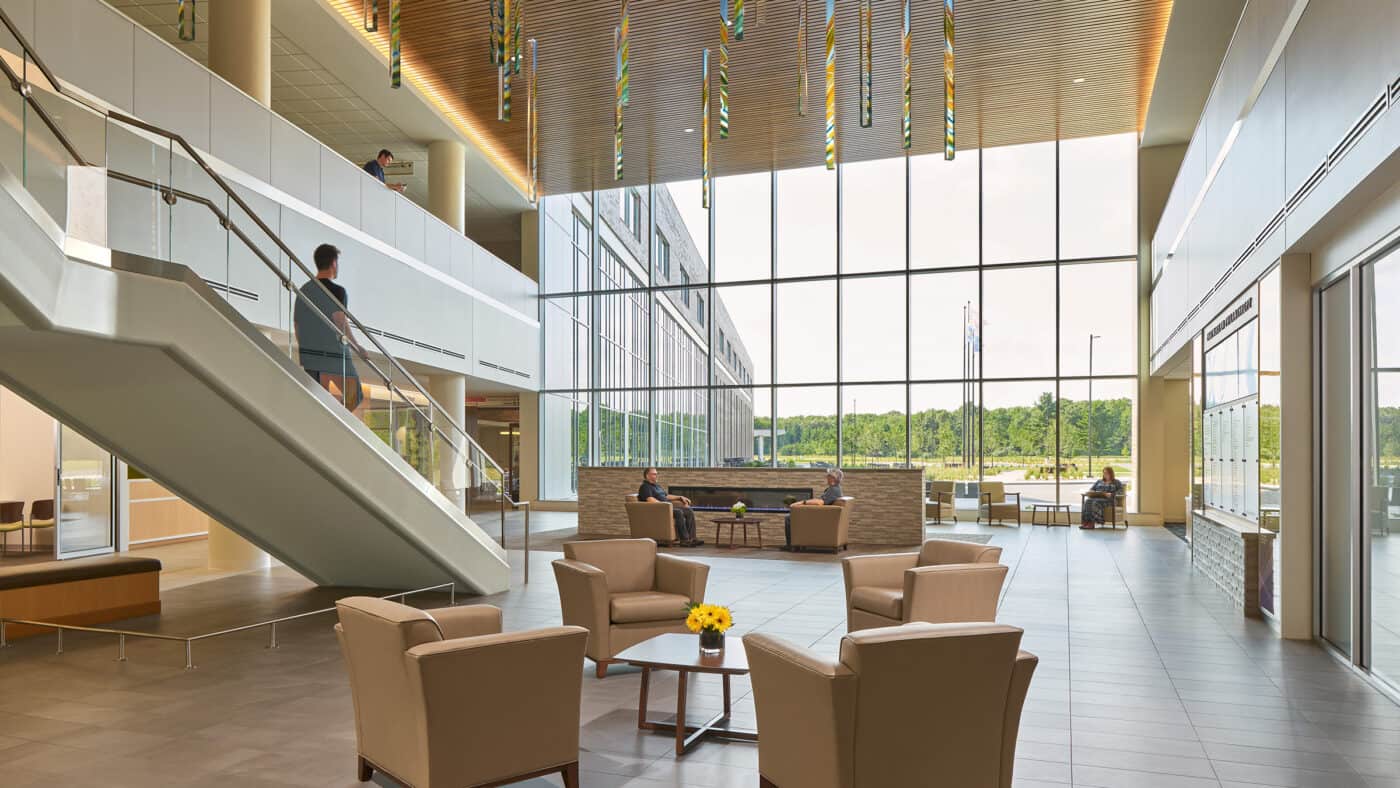 Aurora Medical Center - Bay Care Stair and Seating with Outside View