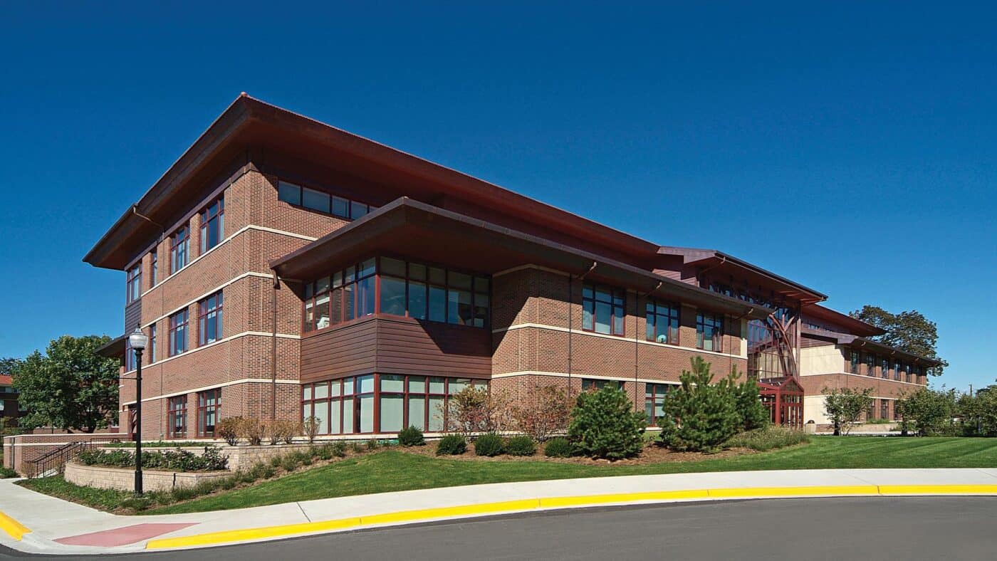 Aurora University - Perry Theatre Exterior with Site