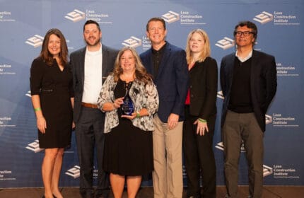 Group photo of Boldt team accepting Lean Construction Institute Award