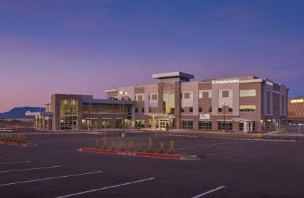 Centura Health - St. Peregrine Pavilion Cancer Center Exterior at Dusk