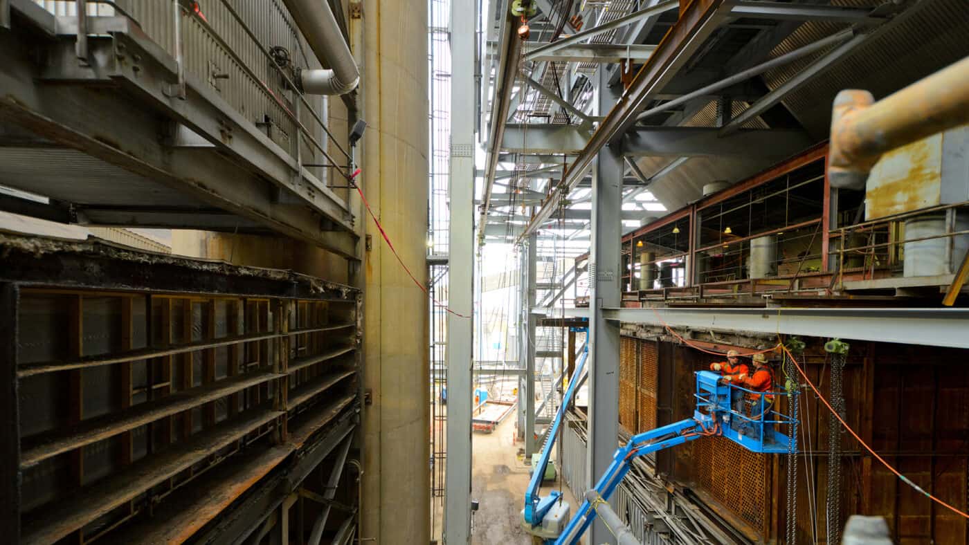 Consumers Energy - JH Campbells Generating Plant Unit 3 Workers in Lift During Construction