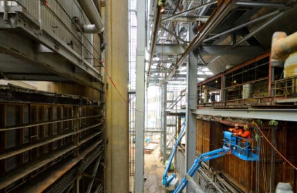 Consumers Energy - JH Campbells Generating Plant Unit 3 Workers in Lift During Construction