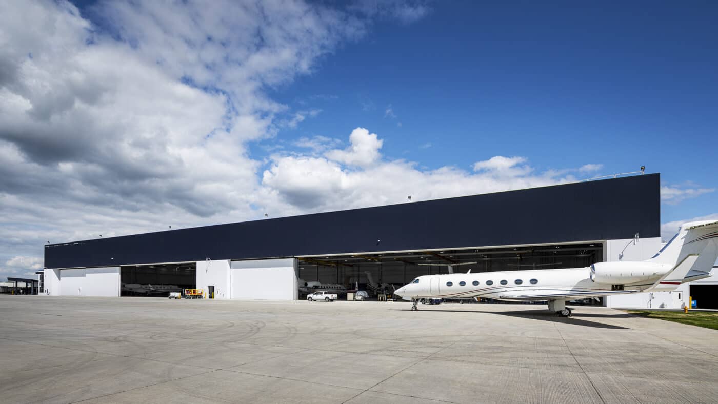 Gulfstream Aerospace - Maintenance and Engineering Center Exterior with Jet Parked Outside