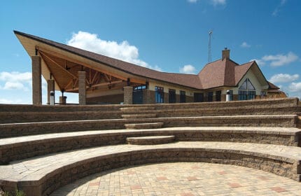 Mead Wildlife Area Headquarters and Education Center - Exterior Amphitheater Seating with Building in Background