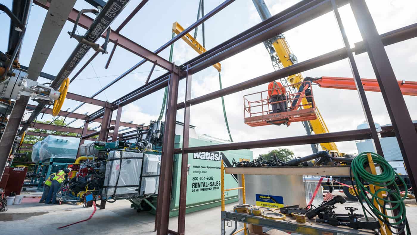 Milwaukee Regional Medical Center - Thermal Power Plant Construction Site with Steel Framework