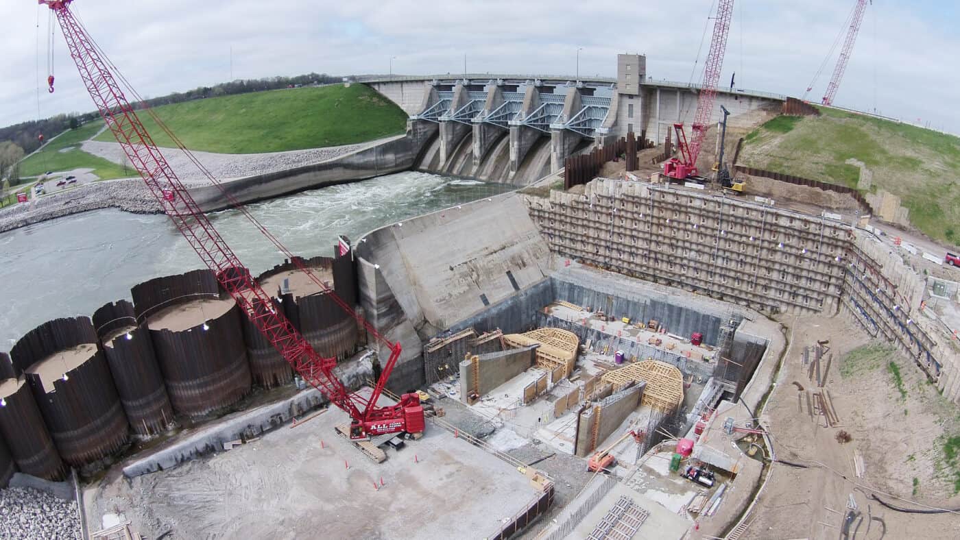 Missouri River Energy Services - Red Rock Hydroelectric Plant Construction Aerial View of Site