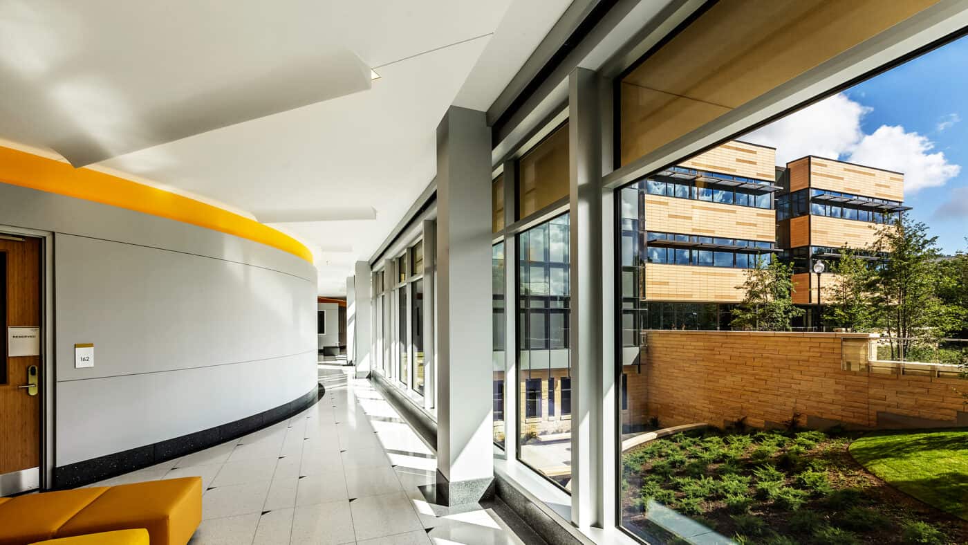 North Park University - Johnson Center for Science and Community Life Interior Corridor with Exterior View