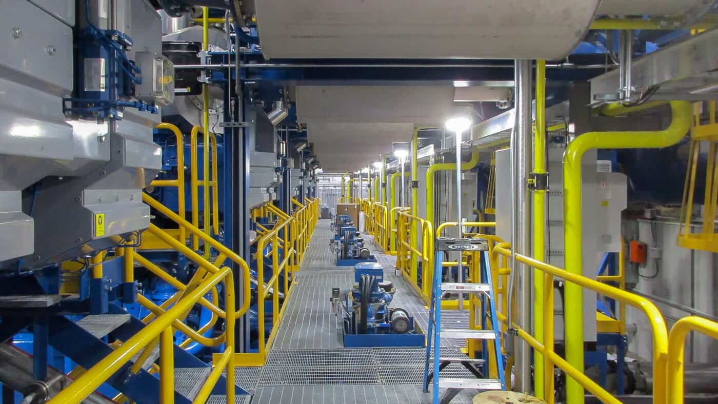 Rochester Public Utilities - Westside Energy Station Interior Energy Station Mezzanine with Equipment Access, Piping