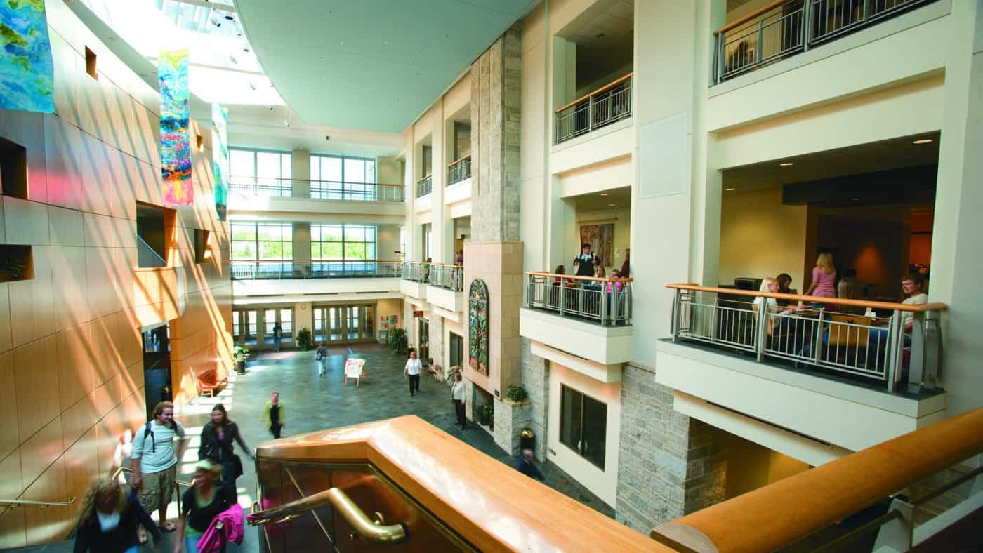 St. Olaf College - Buntrock Student Center Atrium and Stairwell with Mezzanine Seating