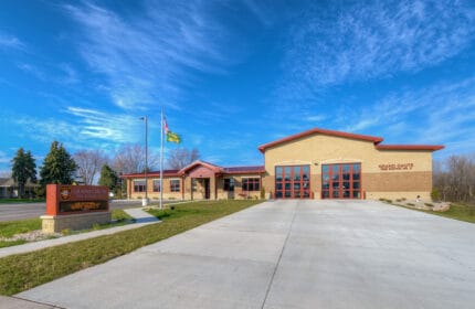 Town of Grand Chute - Fire Station #2 Exterior View of Building with Truck Bay Doors and Drive