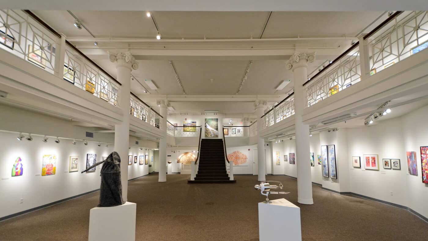 Trout Museum of Art - Interview View of Gallery Space from Lower Level with Mezzanine Visible