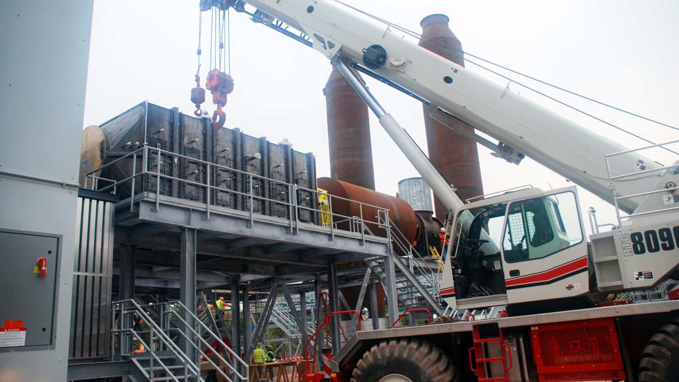 UMERC - Generating Station - Exterior of Construction Site with Construction Equipment for Equipment Installation