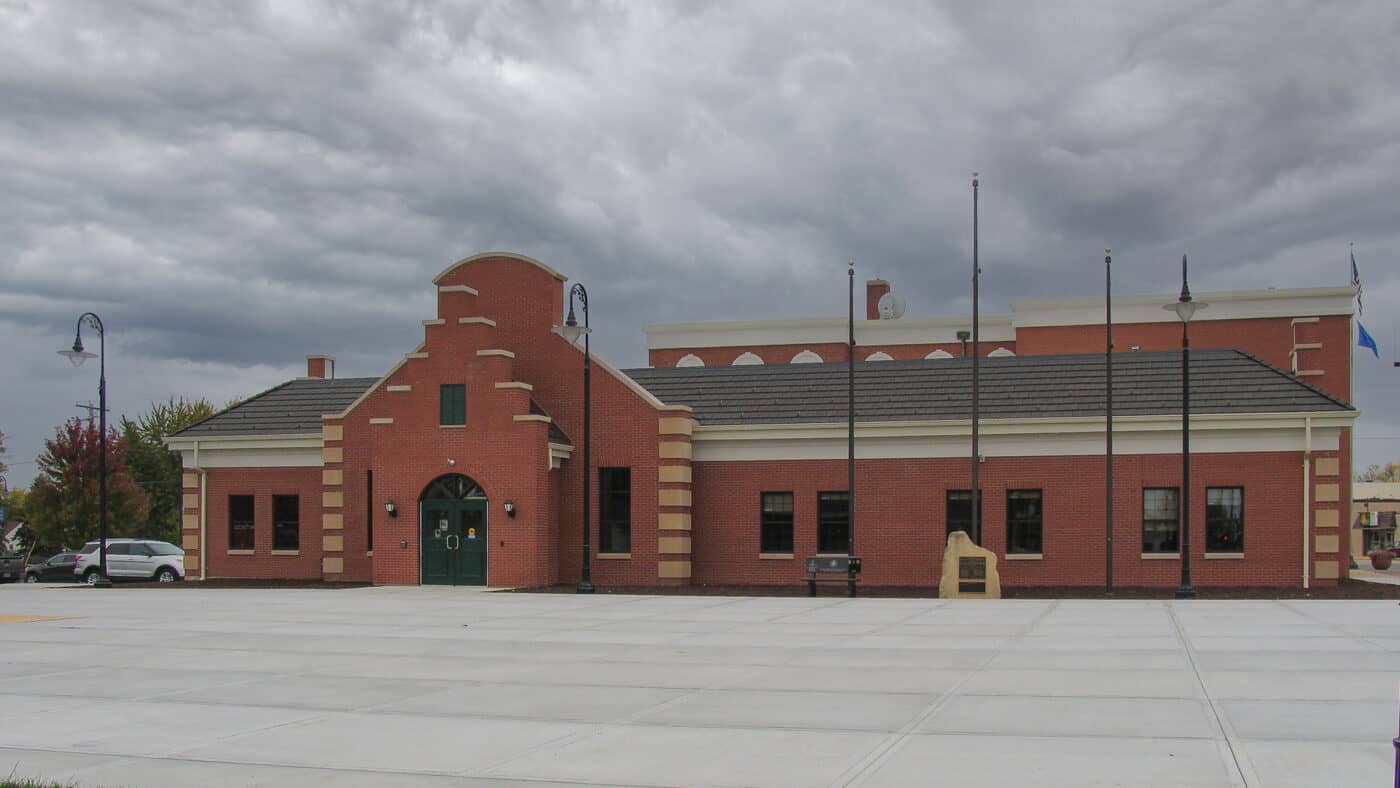 Village of Little Chute - Village Hall Addition Exterior View of Entrance with Parking