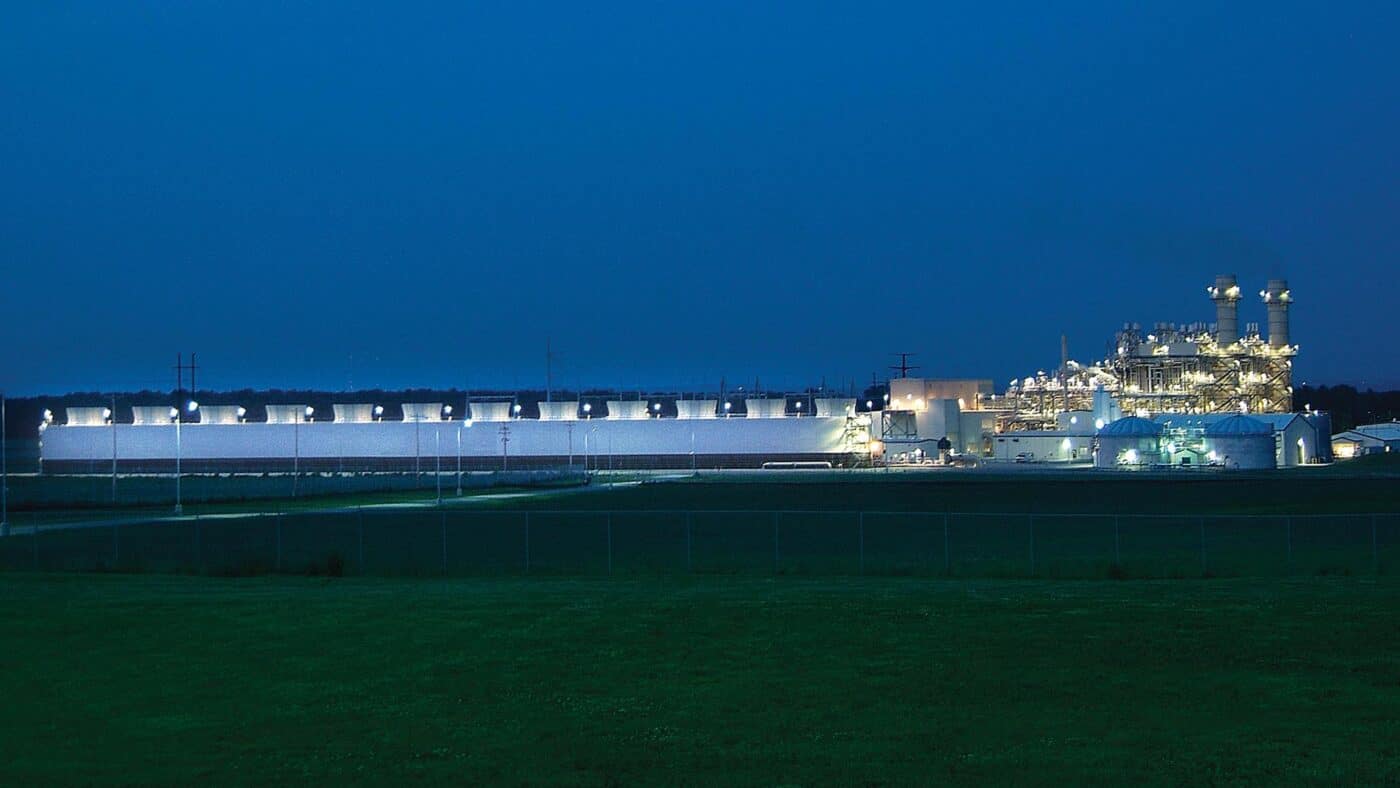 Wisconsin Public Service - Fox Energy Center Natural Gas-Fired Electrical Power Plant Exterior View of Plant at Night